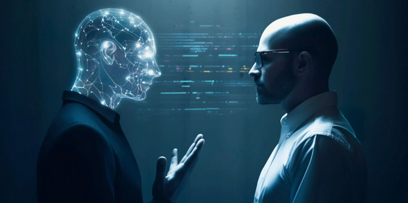 чоловік та робот ШІ