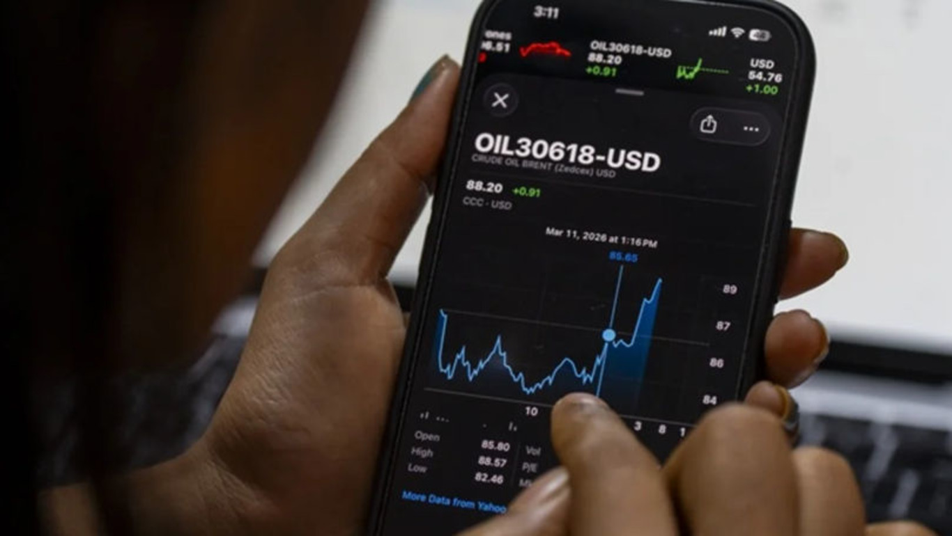 застосунок у смартфоні по котировці цін на нафту