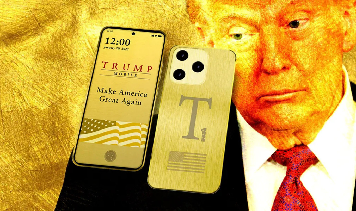 смартфон і портрет Трампа
